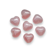 Load image into Gallery viewer, Czech glass tiny heart beads 50pc cool pale pink luster 6mm
