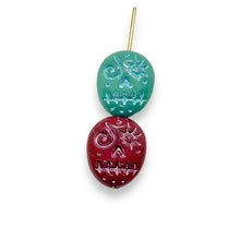 Load image into Gallery viewer, Czech glass voodoo zombie skull beads 12pc rainbow 16x13mm
