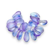 Load image into Gallery viewer, Czech glass curved flower petal beads 20pc etched purple blue 13x7mm
