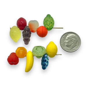 Czech glass fruit salad beads 24pc with oranges, lemons apples, bananas & more #5