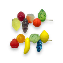 Load image into Gallery viewer, Czech glass fruit salad beads 24pc with oranges, lemons apples, bananas &amp; more #5
