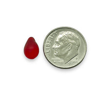 Load image into Gallery viewer, Czech glass teardrop beads 50pc frosted red 9x6mm

