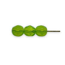 Load image into Gallery viewer, Czech glass faceted round beads 25pc apple green 6mm
