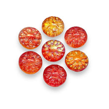 Load image into Gallery viewer, Czech glass dahlia flower beads 10pc yellow coral gold AB 14mm
