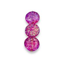 Load image into Gallery viewer, Czech glass dahlia flower beads 10pc fuchsia pink metallic 14mm
