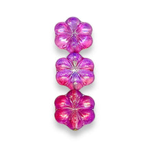 Load image into Gallery viewer, Czech glass puffed daisy flower beads 8pc fuchsia pink metallic 15mm
