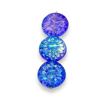 Load image into Gallery viewer, Czech glass dahlia flower beads 10pc blue pink purple 14mm

