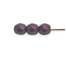 Load image into Gallery viewer, Czech glass faceted round beads 25pc purple pearl 6mm
