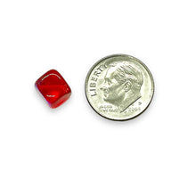 Load image into Gallery viewer, Czech glass diagonal cube beads 48pc red AB 8mm
