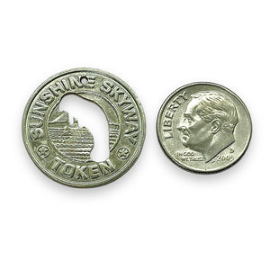 Sunshine Skyway bridge silver tone token manatee cutout Tampa Bay Florida pendant 1pc