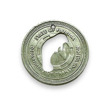 Load image into Gallery viewer, Sunshine Skyway bridge silver tone token manatee cutout Tampa Bay Florida pendant 1pc
