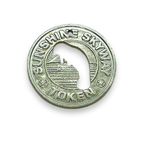 Sunshine Skyway bridge silver tone token manatee cutout Tampa Bay Florida pendant 1pc