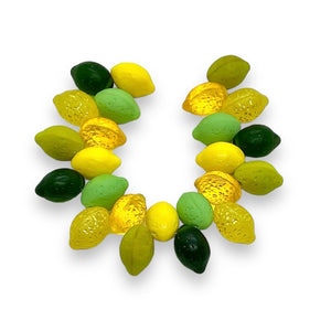 Czech glass lemon lime fruit salad beads mix 24pc