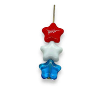 Load image into Gallery viewer, Czech Glass Patriotic Star Beads 24pc red white blue 12mm July 4th #2
