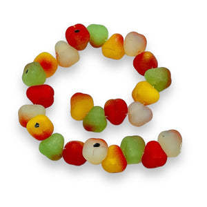 Czech glass pear fruit salad beads mix 24pc green red yellow & white