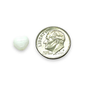 Czech glass Valentine heart beads 30pc opaque white 8mm