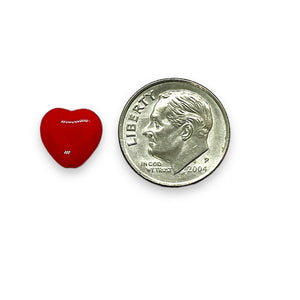 Czech glass heart beads 25pc classic opaque red 10mm