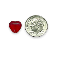 Load image into Gallery viewer, Czech glass heart beads 25pc translucent dark red 10mm
