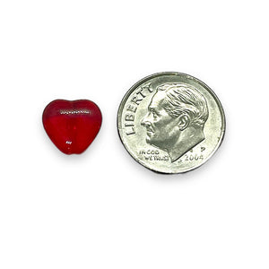 Czech glass heart beads 25pc translucent dark red 10mm