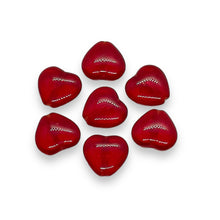 Load image into Gallery viewer, Czech glass heart beads 25pc translucent dark red 10mm
