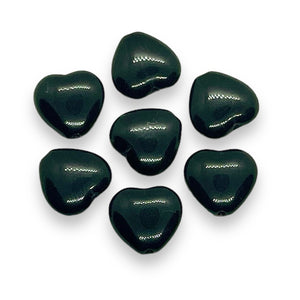 Czech glass heart beads 25pc jet black 10mm