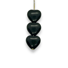 Load image into Gallery viewer, Czech glass heart beads 25pc jet black 10mm
