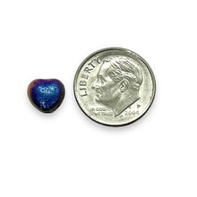 Load image into Gallery viewer, Czech glass Valentine heart beads 30pc etched black sliperit 8mm
