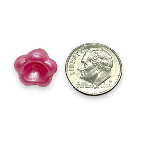 Czech glass XL bellflower beads 10pc pink pearl 13x11mm