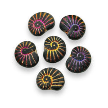 Load image into Gallery viewer, Czech glass nautilus seashell ammonite beads 10pc jet sliperit 17mm
