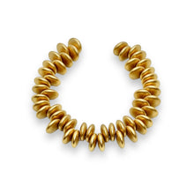 Load image into Gallery viewer, Czech glass lentil drop beads beads 50pc matte Aztec gold 9mm
