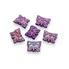 Load image into Gallery viewer, Czech glass butterfly beads 10pc purple pink 15x12mm
