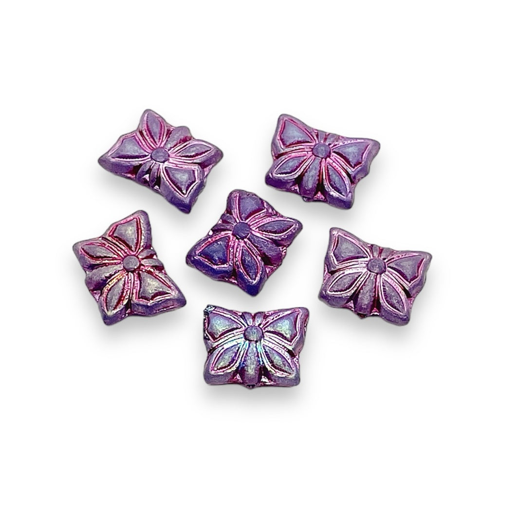 Czech glass butterfly beads 10pc purple pink 15x12mm