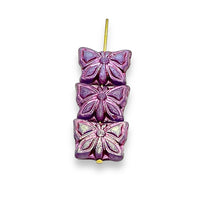 Load image into Gallery viewer, Czech glass butterfly beads 10pc purple pink 15x12mm
