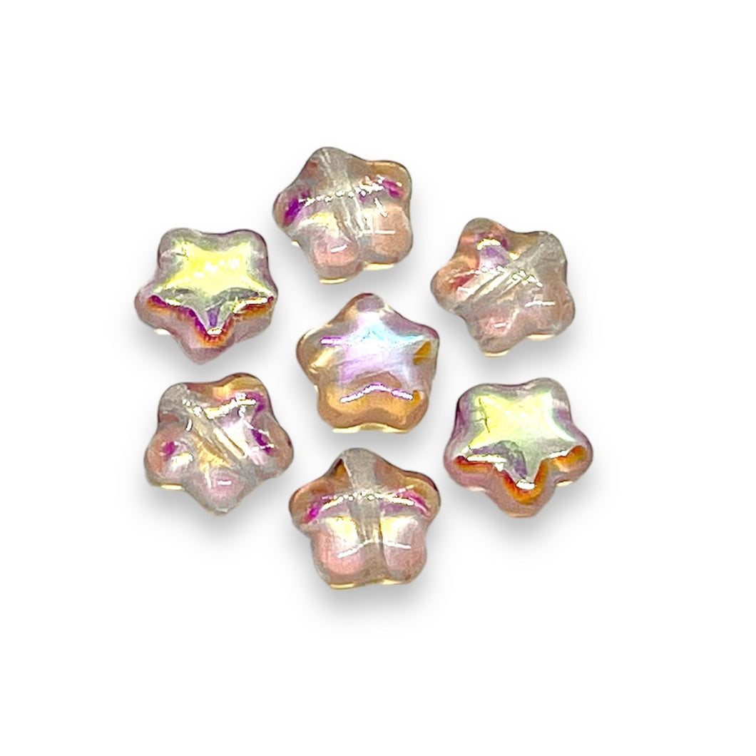 Czech glass star beads 30pc pink AB 8mm #1