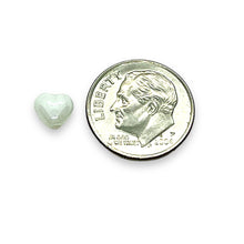 Load image into Gallery viewer, Czech glass tiny heart beads 50pc white luster 6mm
