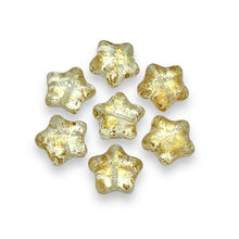 Load image into Gallery viewer, Czech glass star beads 20pc crystal gold rain 12mm
