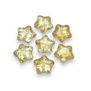 Czech glass star beads 20pc crystal gold rain 12mm