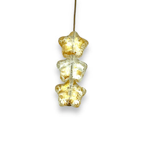 Czech glass star beads 20pc crystal gold rain 12mm