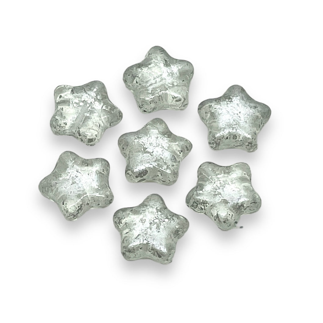 Czech glass star beads 20pc crystal silver rain 12mm