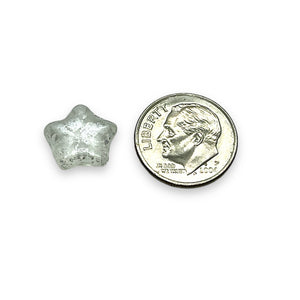 Czech glass star beads 20pc crystal silver rain 12mm