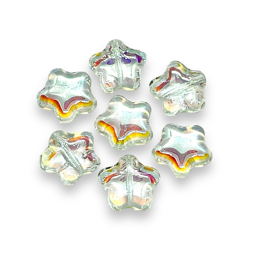 Czech glass star beads 20pc crystal AB 12mm