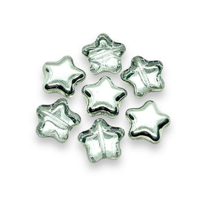 Czech glass star beads 20pc crystal silver 12mm
