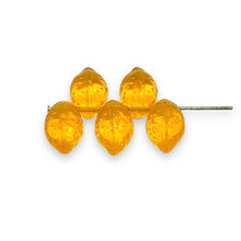 Load image into Gallery viewer, Czech glass lemon fruit beads 12pc translucent dark yellow
