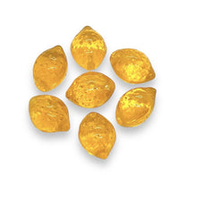Load image into Gallery viewer, Czech glass lemon fruit beads 12pc translucent dark yellow
