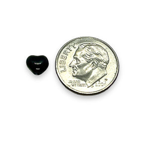 Czech glass tiny heart beads 50pc opaque jet black 6mm