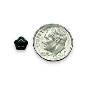 Czech glass tiny star beads 50pc jet black 6mm
