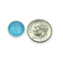 Load image into Gallery viewer, Czech glass snowflake coin beads 10pc frosted blue AB 12mm #1
