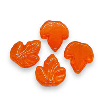 Load image into Gallery viewer, Czech glass XL maple leaf beads 4pc pumpkin orange opaline 22x18mm

