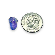 Load image into Gallery viewer, Czech glass tulip flower bud beads 20pc etched blue purple gold 12x8mm
