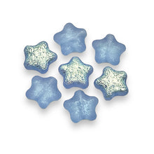 Load image into Gallery viewer, Czech glass star beads 20pc acid etched sapphire blue AB 12mm #2
